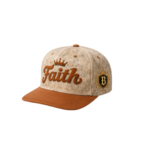 Faith embroidered hat with crown and Bulletproof crest detailing.